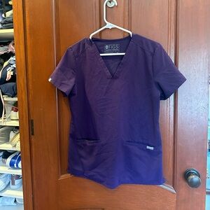Figs dark purple xs scrub top